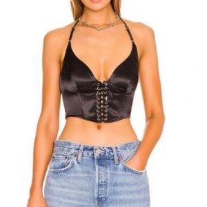 Revolve Lace Up Halter Crop Top